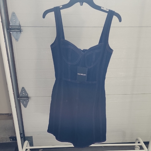 Nicholas Alina Sleeveless Indigo Mini Dress Size 4 With Panels - Picture 4 of 8